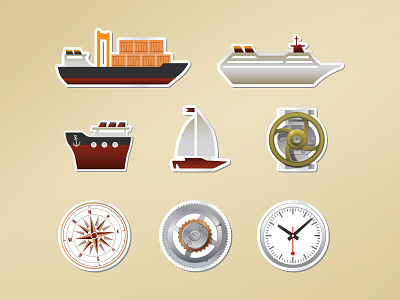Entaros Web Site Icons cargo clock compass cruiser gear sailing ship valve vector vintage