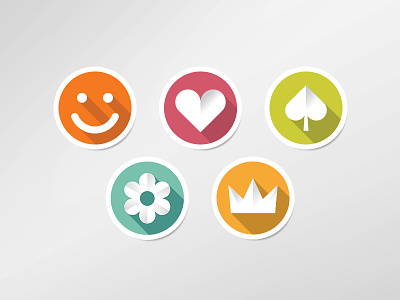 Brochure Icons 2 crown flat flower heart icon smile spade vector