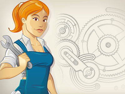 Worker Girl Character Design