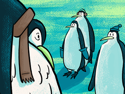 Quitting Season: Get support! antarctica brush strokes facebook ad illustration mary blair painterly penguins quit smoking snowman