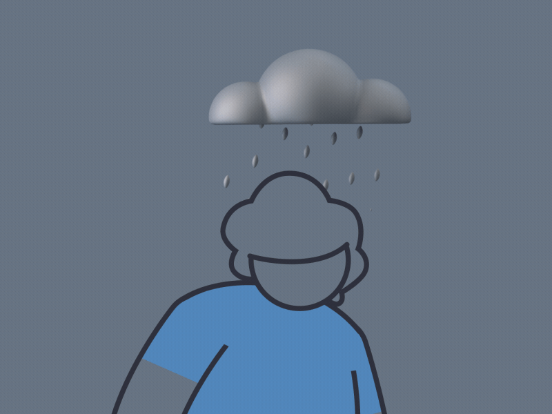 Blocking that Rain 2d animation 3d animation after effects animated icon c4d character animation depression motion graphics outline rain raincloud rubberhose weather