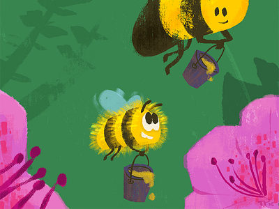 Take Your Kid to Work Day bee bee hive brushstrokes childrens book style flowers honey illstration kid painterly plants spring summer work