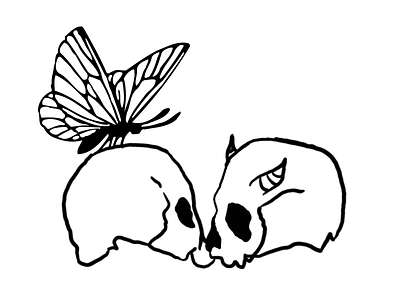 Love in Death butterfly design illustration procreate skulls