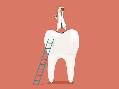 Dentist at work dentist health hurt ladder medical pain pickaxe teeth tooth treatment