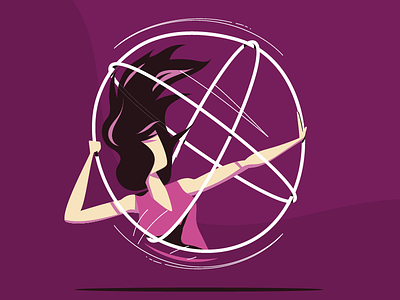 Hoop Touch 2017 astral athlete dance flat girl hair hula hoop silhouette sport vector violet woman