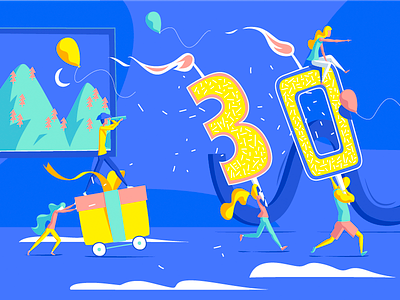 30's Birthday ! 30 birthday card gift happy illustrator invitation little people