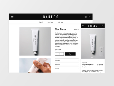 Byredo Product Page Redesign Concept clean dark ecommerce fashion grid minimal shopping simple web white