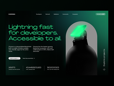Crypto Landing Page Concept clean crypto gradient green minimal nft simple ui