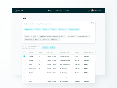 Leadsift Search Page