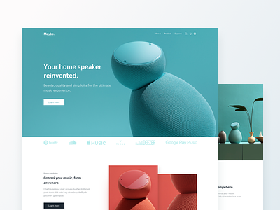 Product Landing Page Exploration for Home Speaker blue clean ecommerce landing product red shopping simple ui web webdesign website