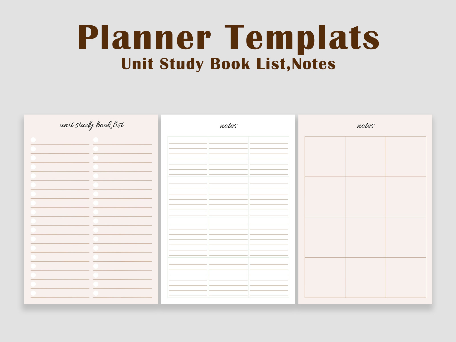 Templates Planner Unit Study Book list and Nots by DesignByStore on ...