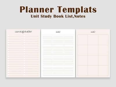 Templates Planner Unit Study Book list and Nots best planner best student planner book title minimal planner