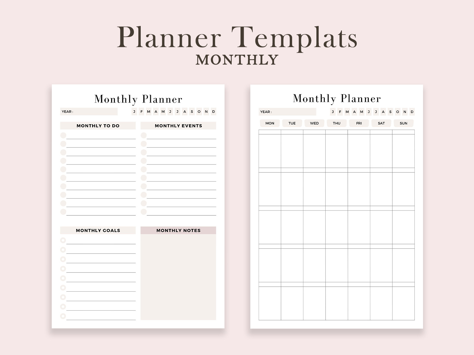 Templates Planner monthly by DesignByStore on Dribbble