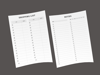 Planner Template Shopping List And Notes