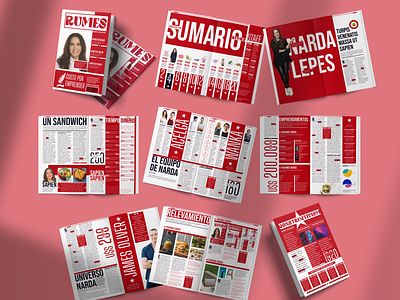 Magazine art brochure collection concept creative design graphic design magazine media modern red series shadow social ui uiux ux visual design web design white