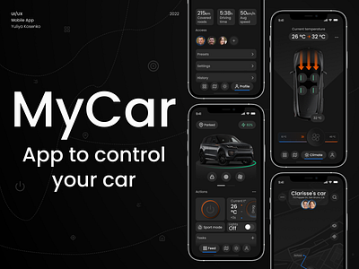 Mobile App MyCar app automotive black car car design concept creative design graphic design interface mobile mobile app mobile design modern transporation ui uiux ux visual design