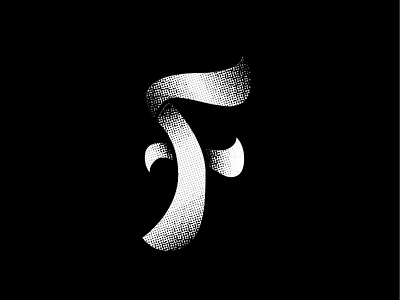 The Letter "F" a glyph a day bitmap bw f letter lettering ribbon script shading t2t type typography