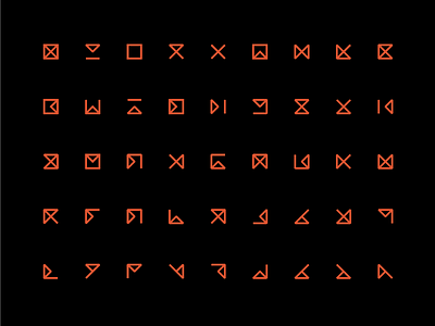 Symbol Set Exploration anaglyph cipher code cryptic cult glyph icon monoline orange symbol symbology
