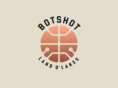 Bot Shot Secondary Logo badge basketball circuit copper logo robot seal shot