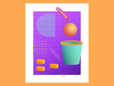 March Radness — Purple 3d 80s 90s basketball composition geometric hoops rad retro sports throwback vintage