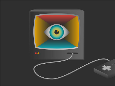 Podcast Illustration #1 controller esports eye gaming illustration podcast retro scifi television tv