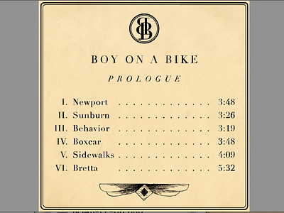 Final Boy on a Bike "Prologue" Album Art album art bike boy didot icon index music old ornament prologue retina table tan type typography