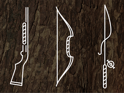 Learning to Hunt & Fish bow fishing gun hunting icon illustration monoweight rod shotgun vector