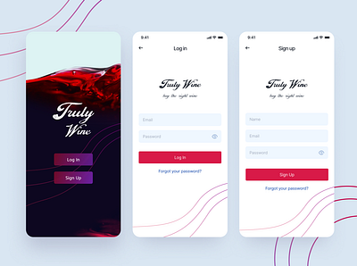 Wine App Store - Account Log in & Sign up account app log in sign up store ui wine