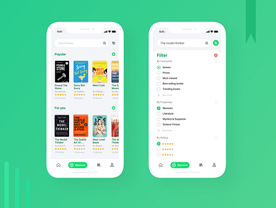 Discover & Filters Bookstore App Concept app bookstore concept design discover filters ios