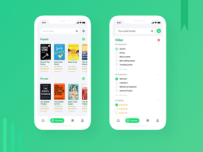 Discover & Filters Bookstore App Concept