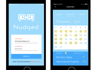 Nudged app calendar mobile tasktracker ui ux