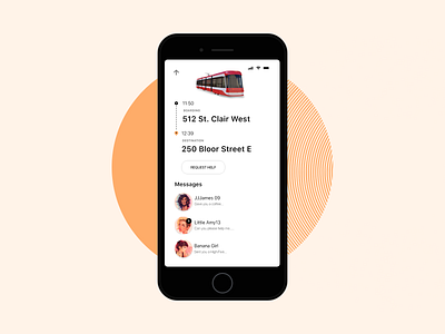 Commuto - Transit Mobile AR App [WIP] bus app clean gps ios metro mobile orange public transit public transport public transportation streetcar subway transit ttc uber ui userinterface
