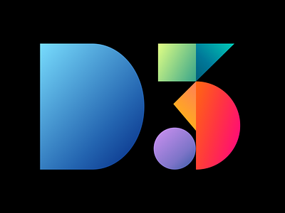 D3.JS logo color colorful geometric gradient logo typographical logo typography
