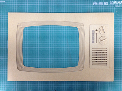 Retro cardboard TV - front advert cardboard commercial packaging tv