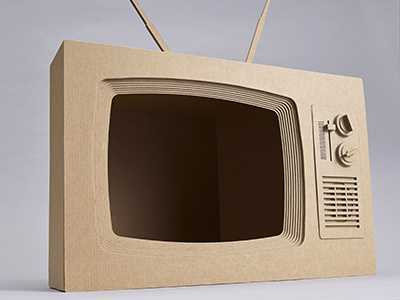 Retro, cardboard TV - built advert cardboard commercial packaging tv