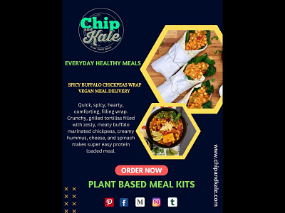 Spicy Buffalo Chickpeas Wrap Vegan Meal Delivery - Chip and Kale chipandkale highprotein lowcalorie plantbased vegancooking vegetarian veggiebowl