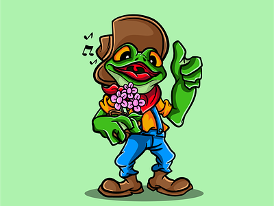 flower frog 3d animation app branding design esport flower frog graphic design illustration logo motion graphics ui ux vector