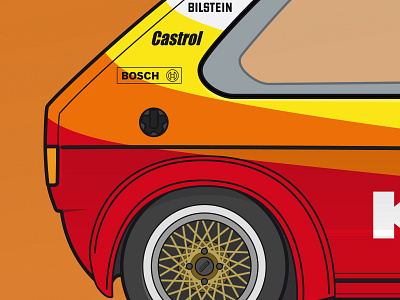 VW Golf I silhouette detail bbs car detail flat golf illustration racing rennsport vector volkswagen vw