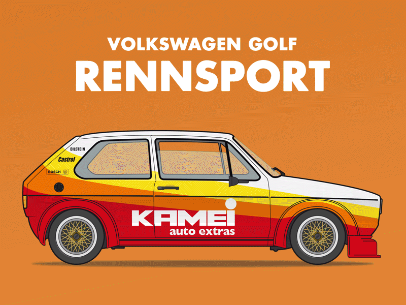 Volkswagen Golf MK1 models car detail flat golf illustration model racing roadtrip vector vintage volkswagen vw