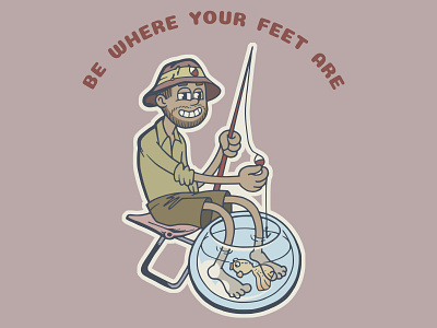 Be Where Your Feet Are cartoon design illustration oldschool rubber hose t shirt vintage