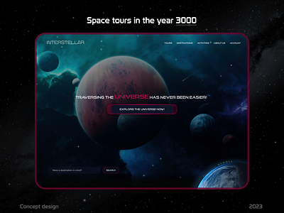 INTERSTELLAR - Space Tours branding design figma futuristic space ui ux