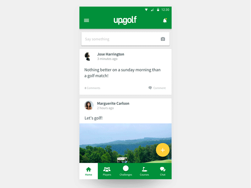 up.golf feed design golf mobile animation uidesign ux ui