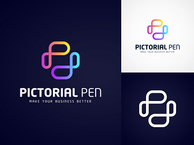 Creative Pictorial Pen Brand Logo Design | Modern Gradient Logo 2022 3d awesome brand brand logo branding colorful creative design gradient logo graphic design grid illustration illustrator logo modern trandy typography vector