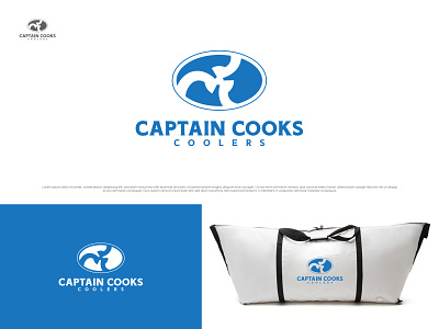 Captain Cooks Cooler Logo business fisherman hunter sea wave
