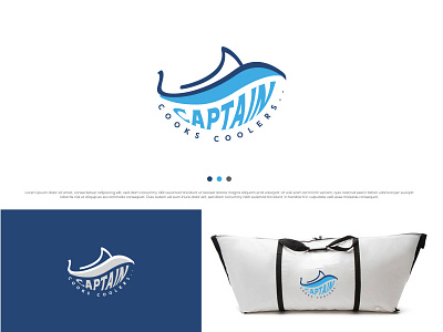 Captain Fisherman Logo business fish hunter sea wave