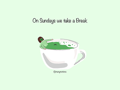 On Sundays we take a Break bath face mask graphic design green illustration logo matcha pastel print relax self love typography