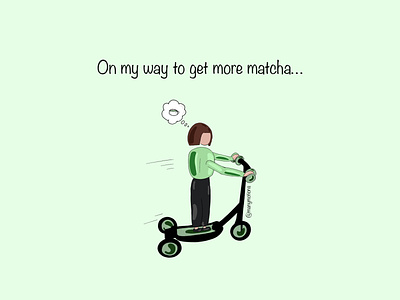 On my way to get more matcha... aesthetic branding character cute design drawing graphic design green illustration matcha moving simple thinking travel typography