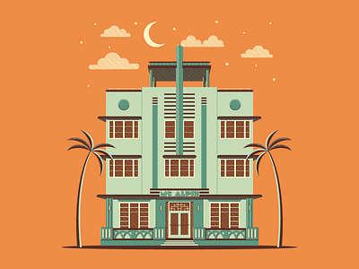Mcalpin Hotel - Art Deco colors design florida hotel illustration miami