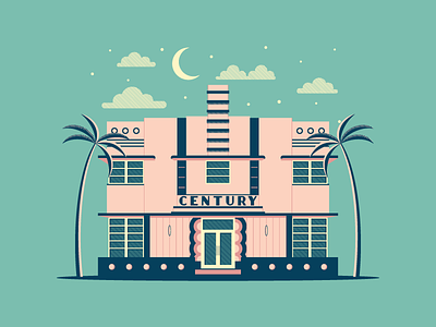 Century Hotel - Art Deco colors design florida hotel illustration miami