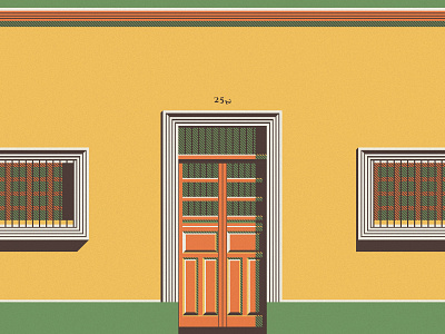 Merida architecture brown building colors design door green illustration merida mexico orange vector wall window yellow yucatan